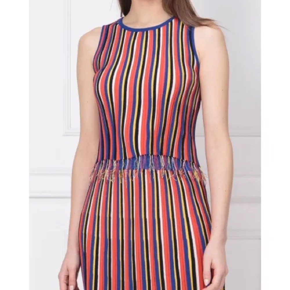 Pinko Multicolor Knit Tank Top Large Fringe Hem